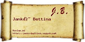 Jankó Bettina névjegykártya